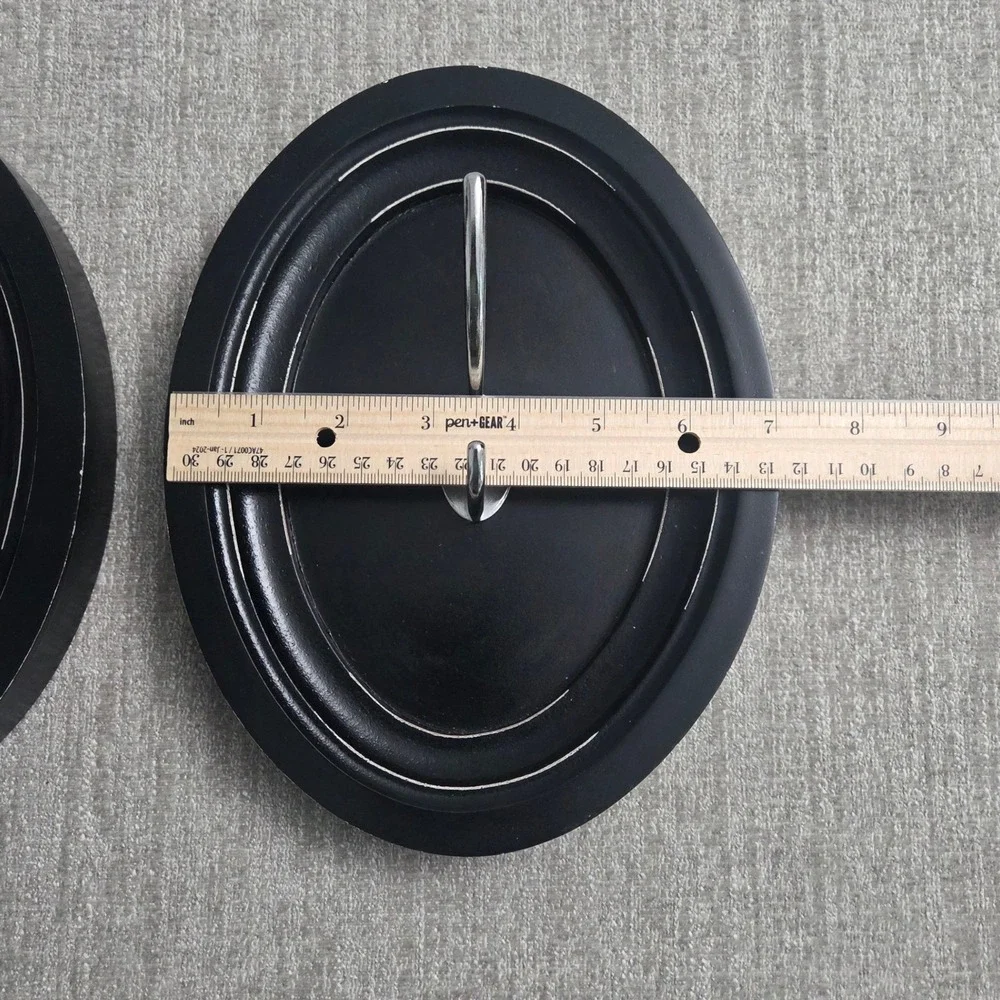Set of 2 Black Oval Wooden Wall Hooks Coat Clothing Entryway Closet Mudroom